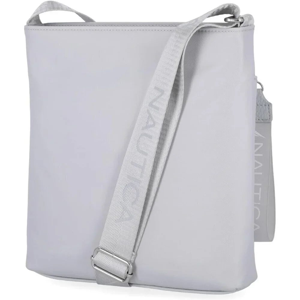 Women's Ice Grey Nylon Crossbody Bag Purse with Adjustable Shoulder Strap